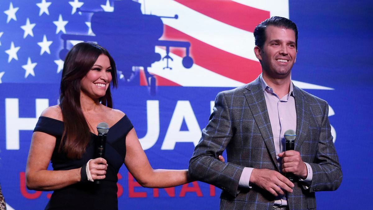 Donald Trump Jr., and Kimberly Guilfoyle appear at a rally for Republican U.S. Senate candidate...
