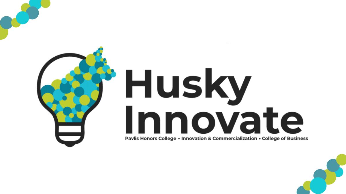 Michigan Tech's Husky Innovate logo with extra corner details.