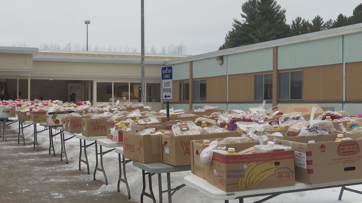 Local families received boxes of food at no cost to them.