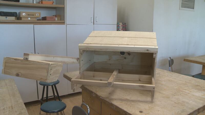 Nest box put together by Ishpeming High School students