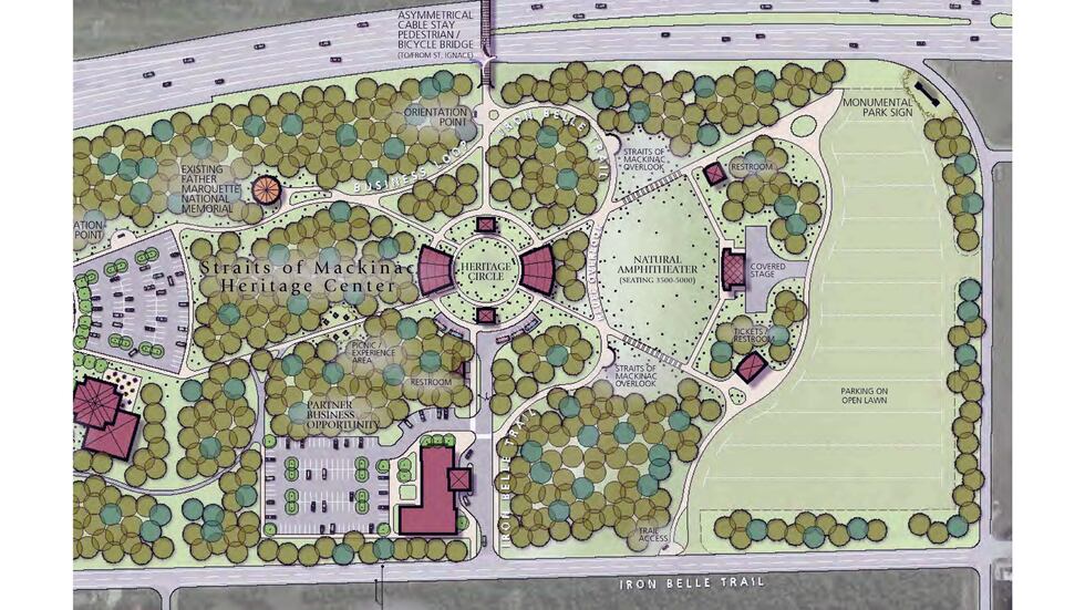 An early rendering of the new heritage plan for Straits State Park, which is intended to...