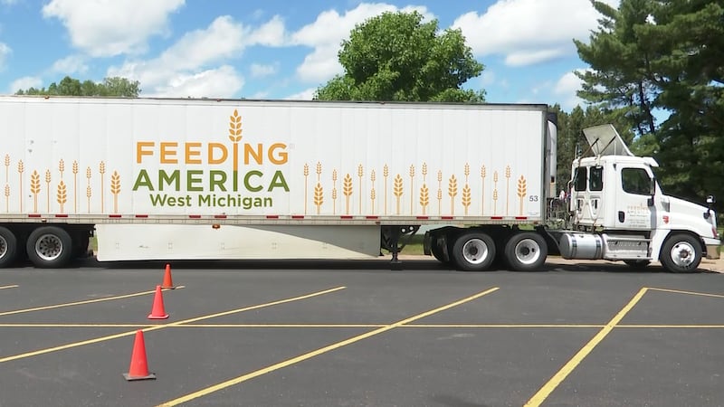 A Feeding America West Michigan mobile food pantry.