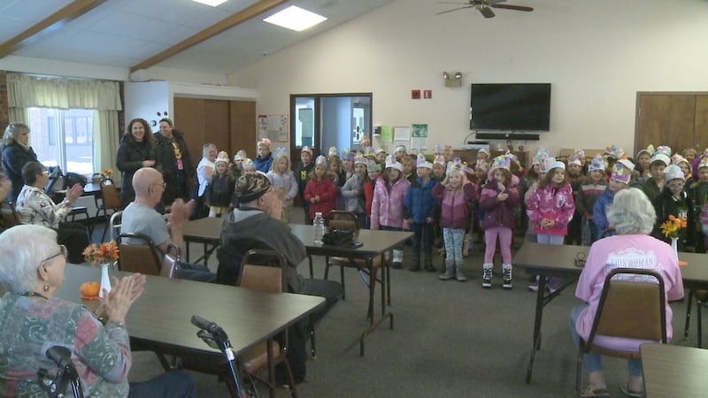 Lakeview students performing for local apartment complex