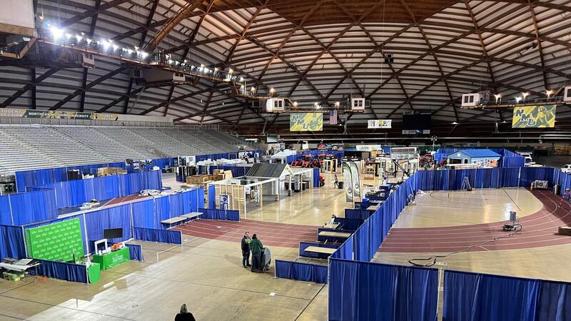 Set up is underway Friday morning for The Builders Show at the Superior Dome.