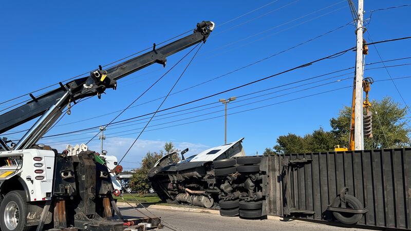 Overturned Semi on the corner of 30th and Ludington in Escanaba.