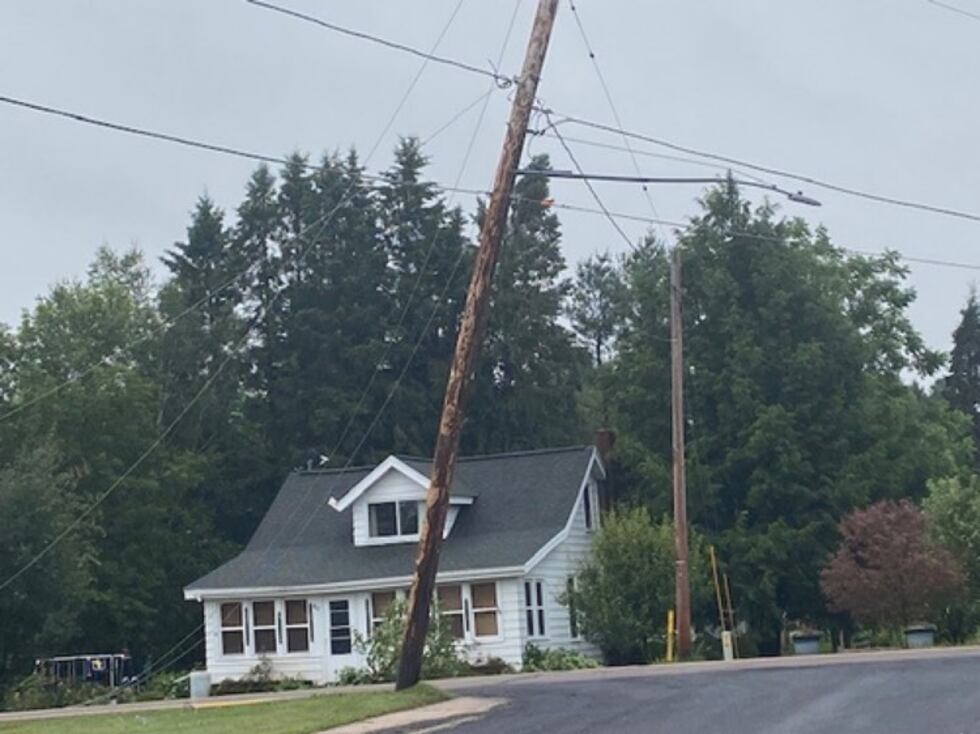 Power line damage in the Marenisco area following storms that moved through the area Monday...