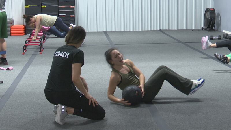 Tia Trudgeon works out at Fit Body Boot Camp.