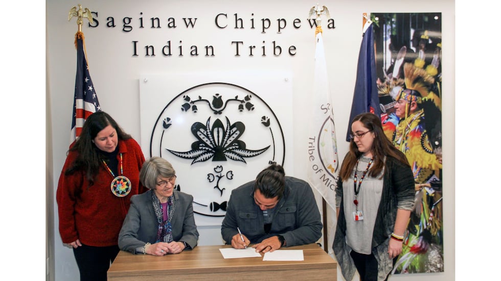 On Dec. 2, 2019, Saginaw Chippewa Tribal Chief Ronald F. Ekdahl was joined by Sandra Clark,...