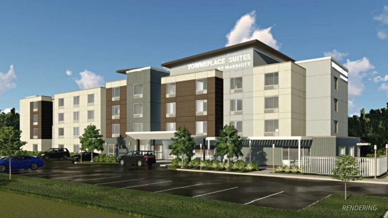 A rendering of the planned TownPlace Suites by Marriott hotel in downtown Iron Mountain....